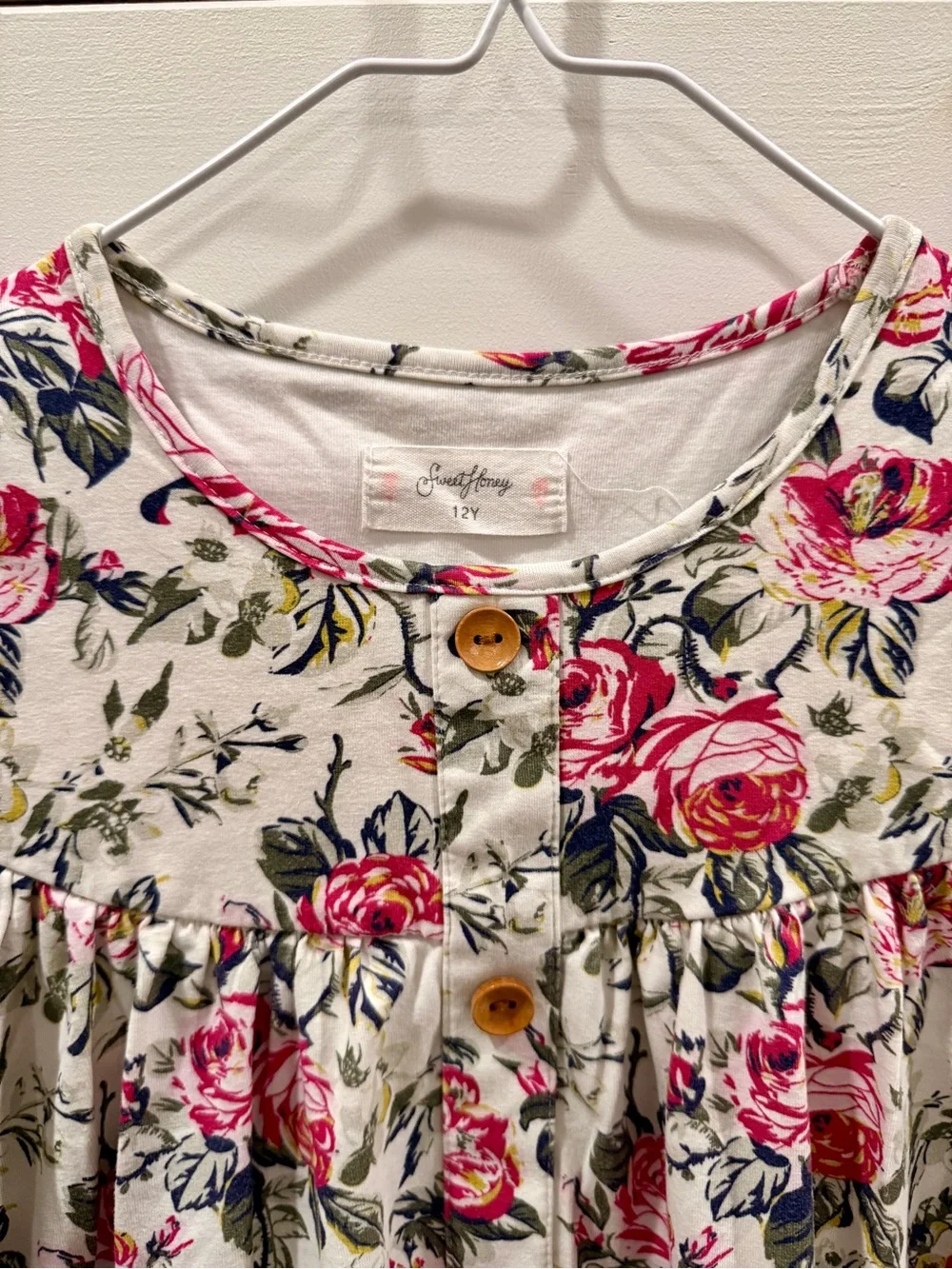 Floral Button-Front Cotton Tunic - Pink Rose Print